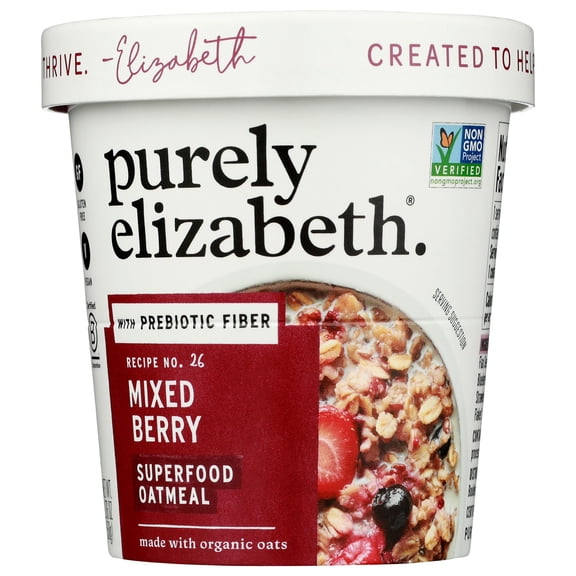 Purely Elizabet - Oatmeal Cup Mx Berry Prebiotic Fiber - 1.76 Oz, Case of 12