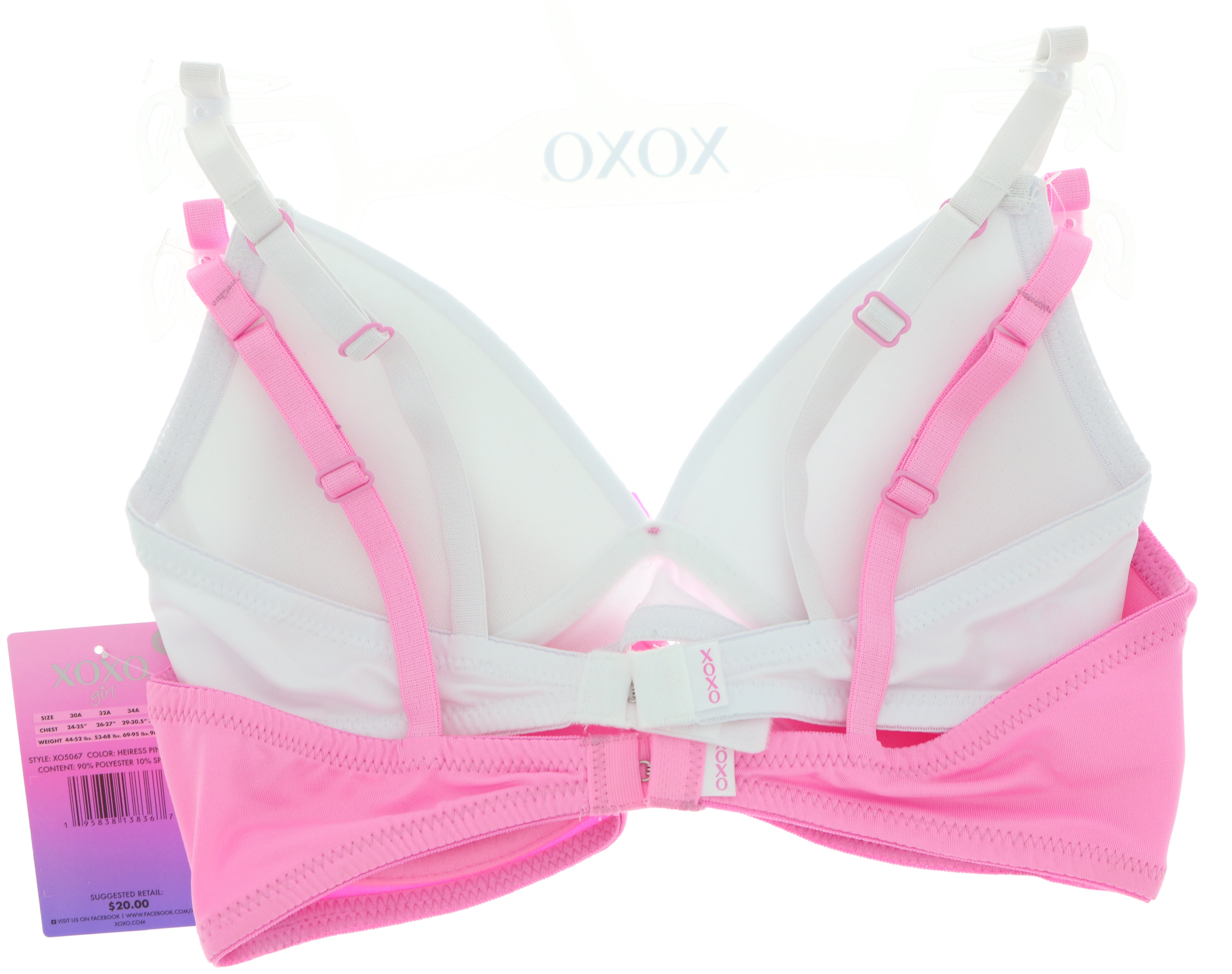 XOXO Girl's Lightly Lined Training Bra 2 Pack - Heather Grey & Pink - Small  30 