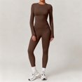 thumbnail image 3 of Ensemble de Yoga pour Femmes, Mode Décontractée Couleur Unie Manches Longues Col Rond Ajusté, Pantalons pour Femmes, 3 of 7