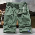 thumbnail image 2 of NOLDARES Mens Lightweight Cotton Loose Full Elastic Waist Twill Cargo Short with Drawstring(AG,28), 2 of 3