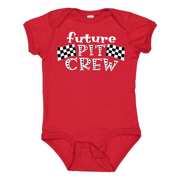 Inktastic Future Pit Crew Racing Flags Boys or Girls Baby Bodysuit