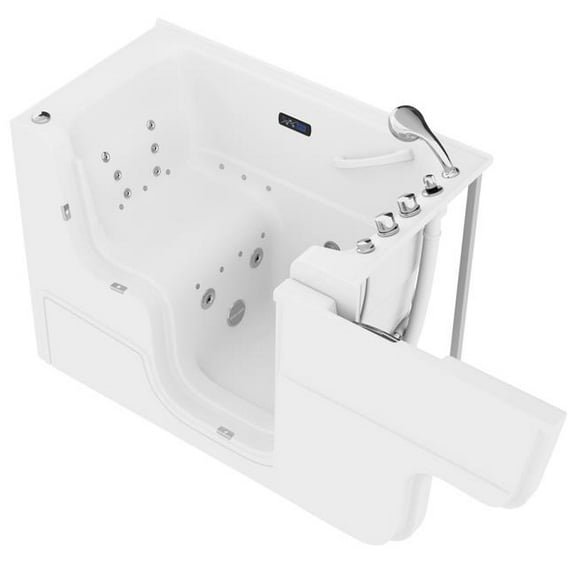 Meditub 2953WCRWD 29 x 53 in. ANZZI Right-Drain Walk-in Tub with Wheelchair Access, LED - Aromatherapy & Quick Fill System, White