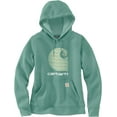 thumbnail image 3 of Carhartt Women's Rain Defender Relaxed Fit Midweight C Logo Graphic Sweatshirt, Slate Green Heather, XX-Large, 3 of 5