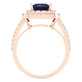 thumbnail image 4 of 2.07 ct Princess Cut Simulated Blue Sapphire with Simulated Diamond Halo Accents 14K Rose Gold Womens Engagement Ring, 4 of 5