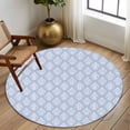 thumbnail image 3 of Blue Floral Boho Round Rug 5ft Washable Circle Kitchen Rugs Non Slip Retro Ethnic Tribe Abstract Art Large Area Rug Indoor Floor Carpet for Bedroom Living Room Home Office Dining Room Nursery, 3 of 8