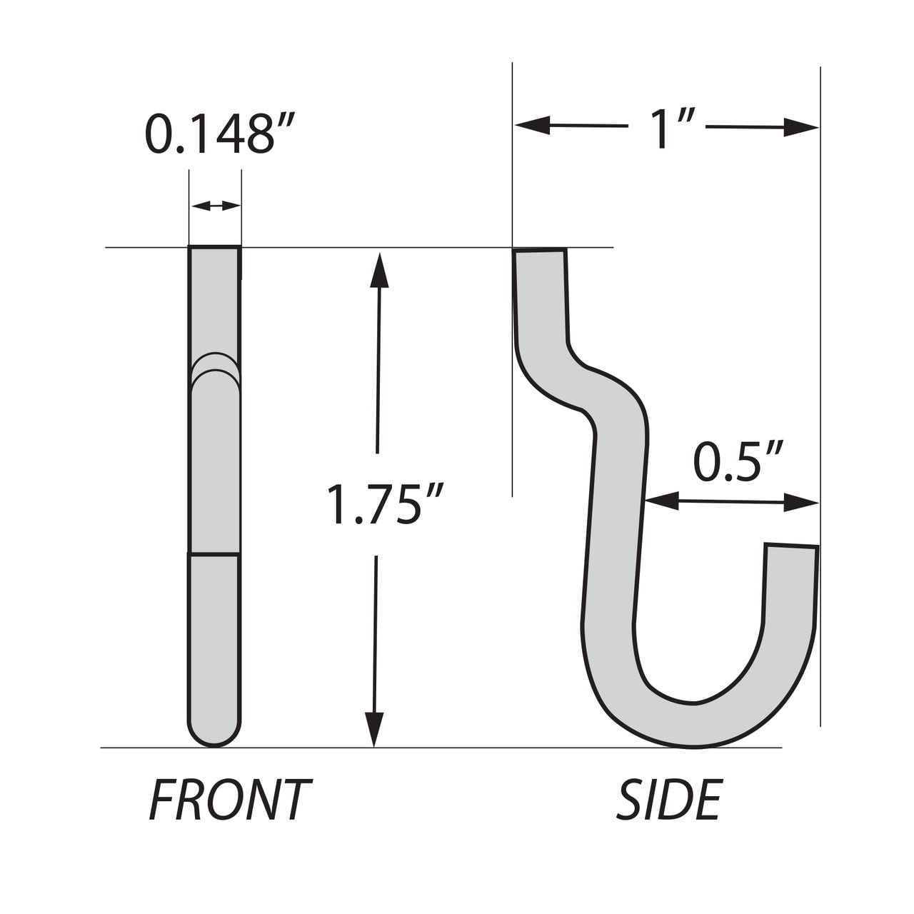 Metal J Hook for Slatwall & Pegboard, 20-Pack