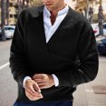 thumbnail image 2 of MIASHUI Men's Fall Winter Pullover V-Neck Solid Color Cardigan Knit Shirt Jacket Long Sleeve Comfort Black,M, 2 of 5