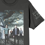 Supernatural Character Art and Logo Men's Charcoal Gray Short Sleeve Crew Neck Tee-Medium