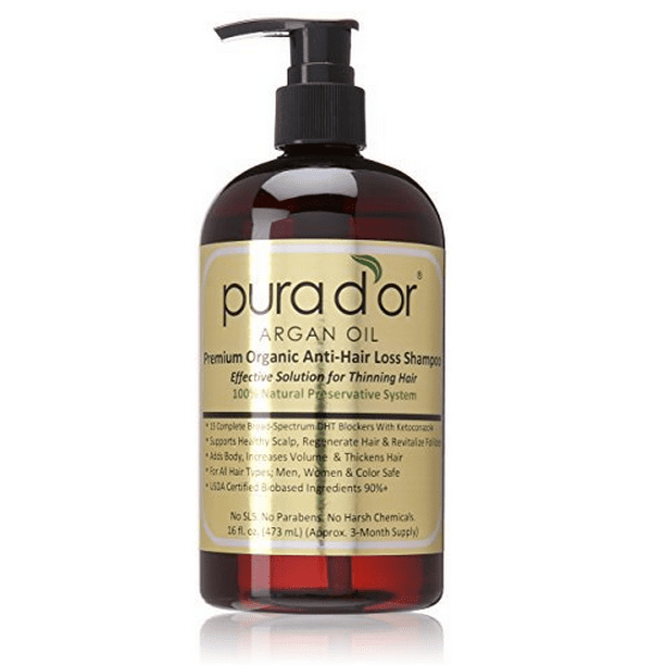 PURA D'OR AntiHair Loss Premium Organic Argan Oil Shampoo (Gold Label), 16 Fluid Ounce by PURA