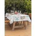 thumbnail image 4 of Rectangle Outdoor Tablecloth With Umbrella Hole And Zipper– Coastal Nautical Waterproof Patio Table Cover for Party, Picnic, Backyard, 60"x120" , Seahorse Coral Starfish Shell Aqua Brown, 4 of 8