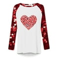 thumbnail image 4 of Summer Tops for Women Viikei Womens Tops Crew Neck Sweatshirt,Ladies Casual Valentine's Day Printed Pullover with Shoulder Sleeves Long Sleeved Round Neck TopShirt Red XXL, 4 of 5