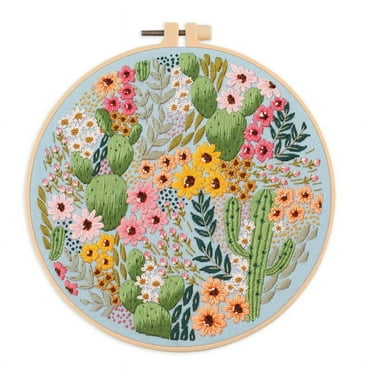 Embroidery Kit for Beginners and Embroidery Enthusiasts Includes Floral Landscape with Thread Needles,C