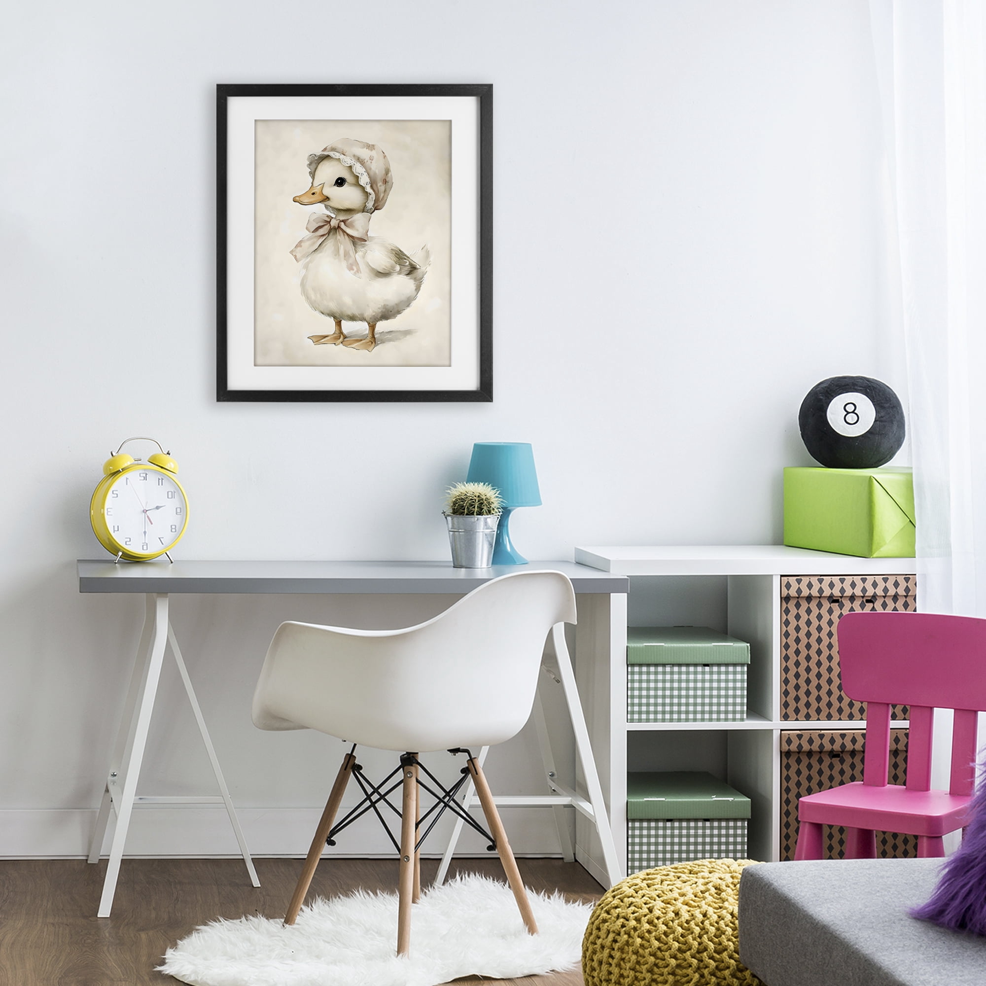 Stupell Industries Duck Wearing Bonnet Black Framed Print Under Glass, design by Arlington Prints
