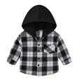 thumbnail image 2 of Antinious Toddler Boys Fall Winter Plaid Shacket Jacket Cardigan Sweaters Plaid Brushed Long Sleeve Hooded Pocket Button Down Outerwear,Kids Trench Coat,Winter Coat for Boys Girls,Black,100, 2 of 5