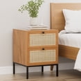 thumbnail image 6 of Brafabhome Set of 2 Rattan Nightstands with 2 Drawers, Modern Bedside Table with Large Storage for Bedroom, Accent Sofa End Tables for Living Room | Brown, 6 of 8