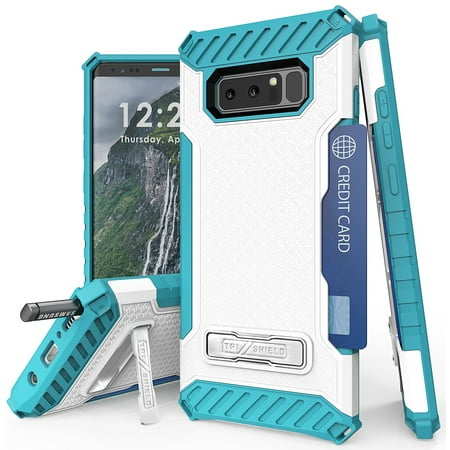 Note 8 Case, Tri-Shield Rugged Case Cover [with Magnetic Kickstand and Credit Card Slot] for Samsung Galaxy Note 8, SM-N950 [Bonus Lanyard Strap and Screen Protector