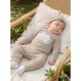 thumbnail image 5 of RUINIXCW Newborn Baby Boy Fall Romper Fashion Letter Embroidery Long Sleeve Striped Jumpsuits with Hat, 5 of 9