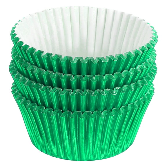Metallic Foil Cupcake Liners for Baking Cupcake, 100Pcs Cupcake Muffins Liners Cupcake Holders, Green