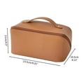 thumbnail image 3 of Bolsa de cosméticos de viaje portátil, bolsa de maquillaje de cuero PU, bolsa de cosméticos de gran capacidad, organizador, bolsas de aseo con asa y divisor, 3 of 5