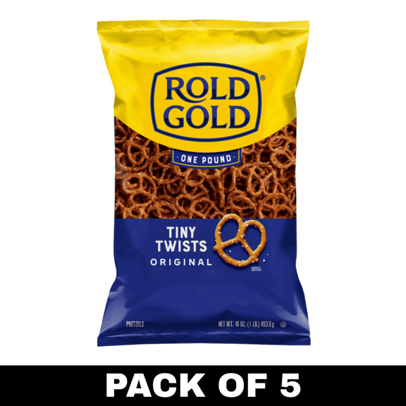 ROLD GOLD Original Tiny Twists Pretzels, Crunchy Baked Snack, 16 oz (Pack of 5)
