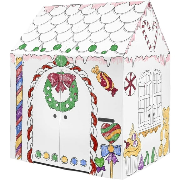 Easy Playhouse BIG KIT - Gingerbread Arts & Crafts Cardboard Play House for Kids 3 and up - EASY to assemble