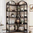 thumbnail image 1 of 1 Iron, Pb Corner Bookcase Arched Iron And Wood, 1 of 9