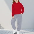 thumbnail image 2 of vdgthytj Unisex Kids 2 Piece Sweatsuits Hooded Sweatshirts and Jogger Pants Solid Fall Winter Athleisure Outfits(2-3 years,Red), 2 of 9