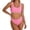 Pink, variant on uvwlwu Women Trim Crinkle Fabric Two Piece Bikini Swimsuit,M