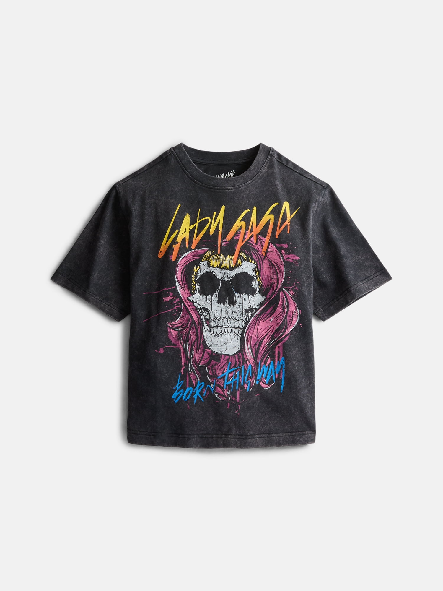 Weekend Academy Boys Lady Gaga Garment Washed Graphic Tee with Short Sleeves, Sizes 4-18