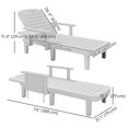 thumbnail image 2 of Ensemble de 2 Chaises Longues d'Extérieur avec Table d'Appoint Pliable, Chaises de Bronzage Inclinables à 5 Positions Réglables, Conception Imperméable en Polypropylène Semblable au Bois pour Patio, Jardin Ou Piscine, Blanc, 2 of 7