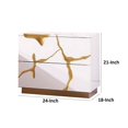 thumbnail image 5 of Benjara 24 Inch Nightstand, 2 Drawers, Gold Details, Metal Base, White Wood, 5 of 6