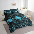 thumbnail image 3 of Manfei Black Cyan Aztec Bedding Comforter Set 7pcs for Women, Boho Tribal Abstract Ombre Queen Bedding Sets, Hippie Cactus Plant Reversible Queen Sheet Sets, Lightweight Room Decor, 3 of 7
