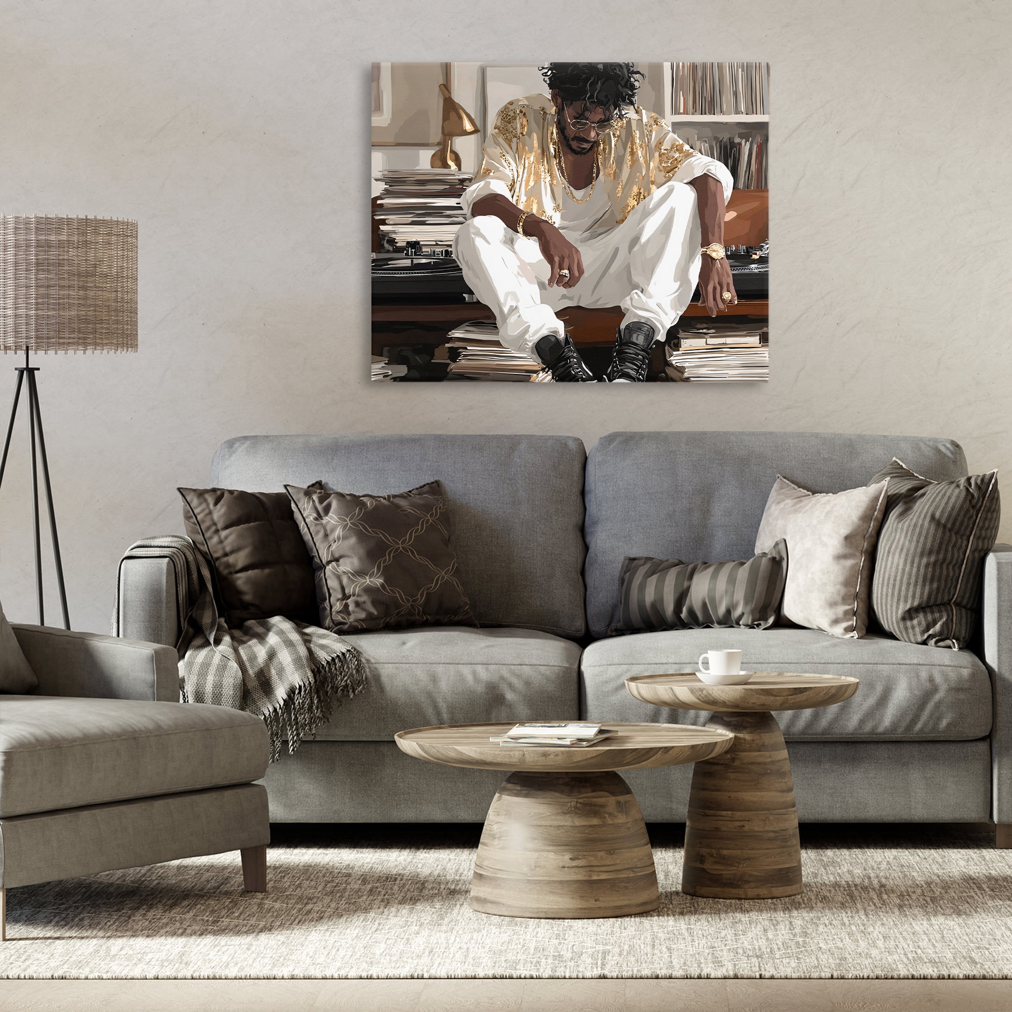 Stupell Industries DJ with Record Collection Canvas Wall Art, design by Franklyn Gregory