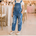 thumbnail image 3 of KIDSCOOL Girls Denim Overalls Kids Ripped Jeans Tweens Washed Bib Jumpsuits, 4-5 Years, 3 of 7