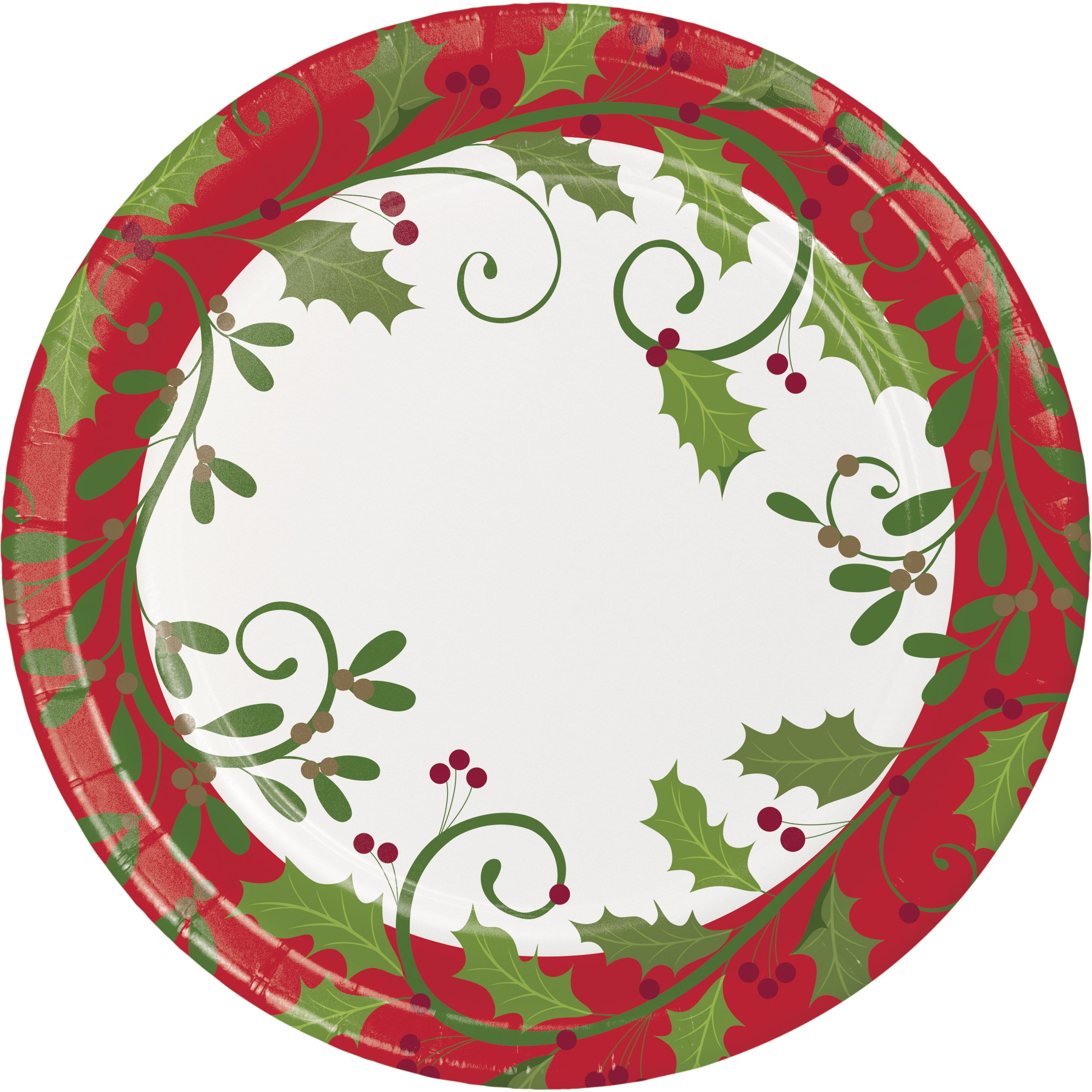 Holiday Holly 8 3/4" Dia. Paper Dinner Plates,Pack of 8 EA Walmart