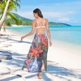 thumbnail image 7 of FORMRS Womens Long Sarong Beach Wrap Semi-Sheer Bikini Skirt Bathing Swimsuit Cover Up, Orange Vibrant Flowers, 7 of 7