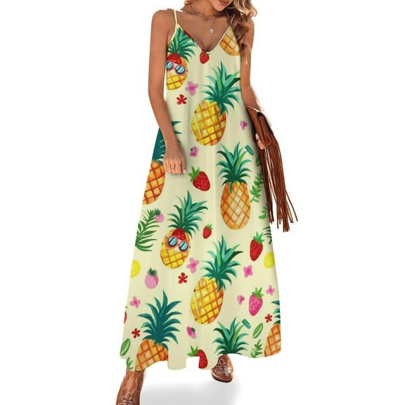 Lunarable Pineapple Sleeveless Dress Women's Luxury Party Dress Birthday Dresses for Women
