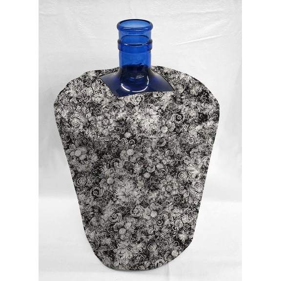 Floral Garden Water Bottle Cover by Penny's Needful Things (3 Gallon Cover)(Top Spout) (Black & Gray)