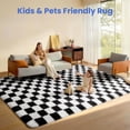 thumbnail image 7 of CozyDesg Shag Area Rugs,5'x8' Soft Fluffy Floor Rugs Checkered Carpet，Washable Area Rugs for Living Room Bedroom Decor,Black & White, 7 of 7