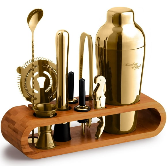 Mixology Bartender Kit: 10-Piece Bar Tool Set with Bamboo Stand | Perfect Home Bartending Kit and Martini Cocktail Shaker Set For a Perfect Drink Mixing E