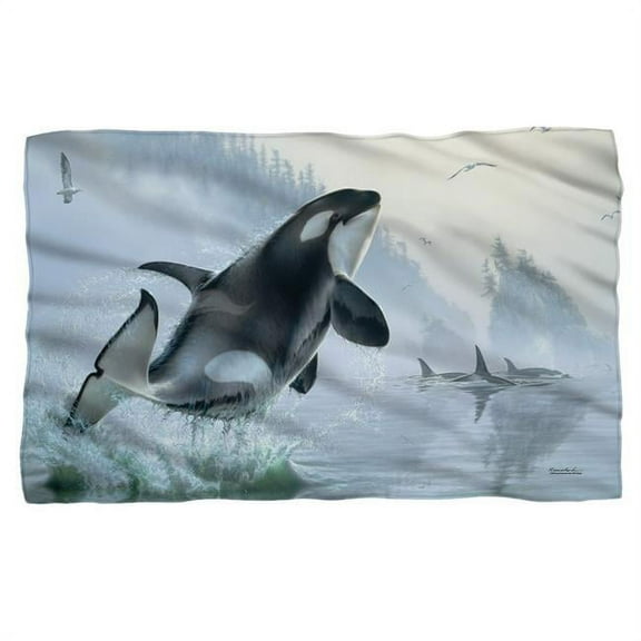 Trevco WW418-BKT1-36x58 36 x 58 in. Wild Wings & Teeming Waters 2 Polyster Fleece Blanket, White