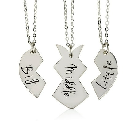 BFF Necklace Best Friends Name Necklace Couple's Breakable Heart Pendant - Personalize with Any Three (Best Saint Names For Confirmation)