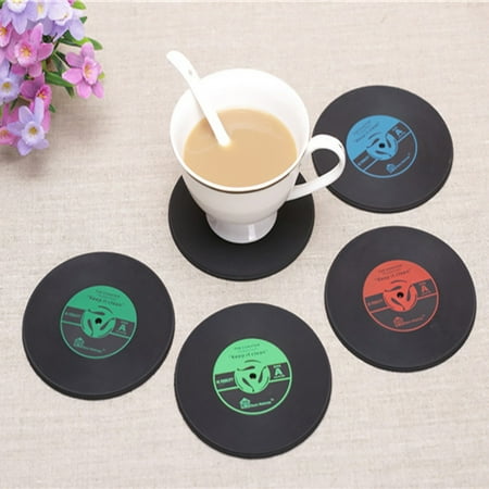 

Big Sale! Kitchen Essentials Eguiwyn Cup Mat Bar Placemat Silicone Records Party Shape Creative Kitchen Kitchen，Dining & Bar Creative Silicone Record Coaster Retro Cd Anti-Slip Insulated Coaster Blue