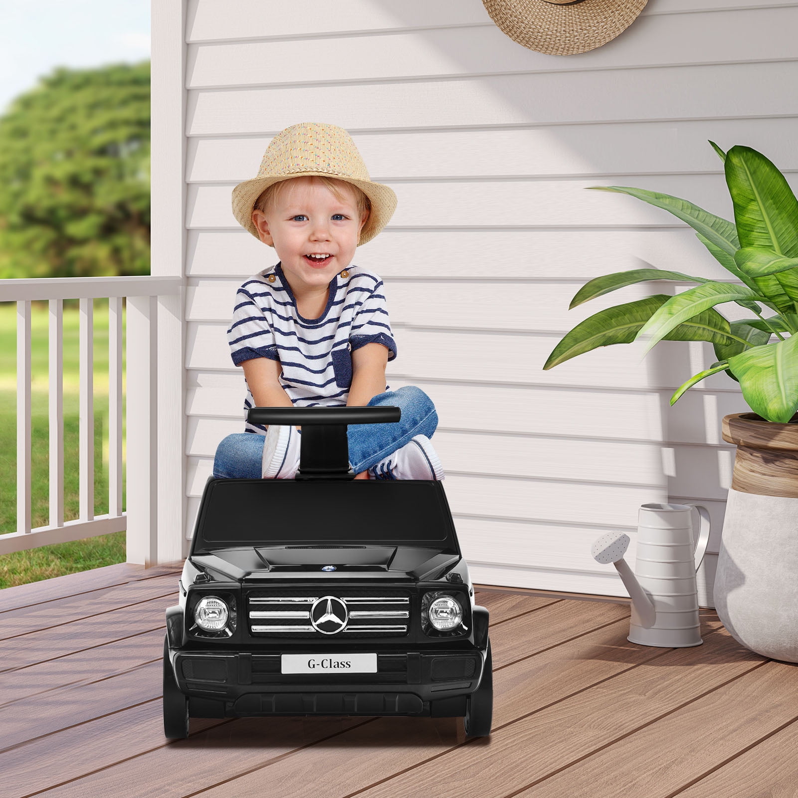Costway 2-in-1 Kids Ride On Car Toy Toddler Travel Suitcase Licensed Mercedes  Benz Red 