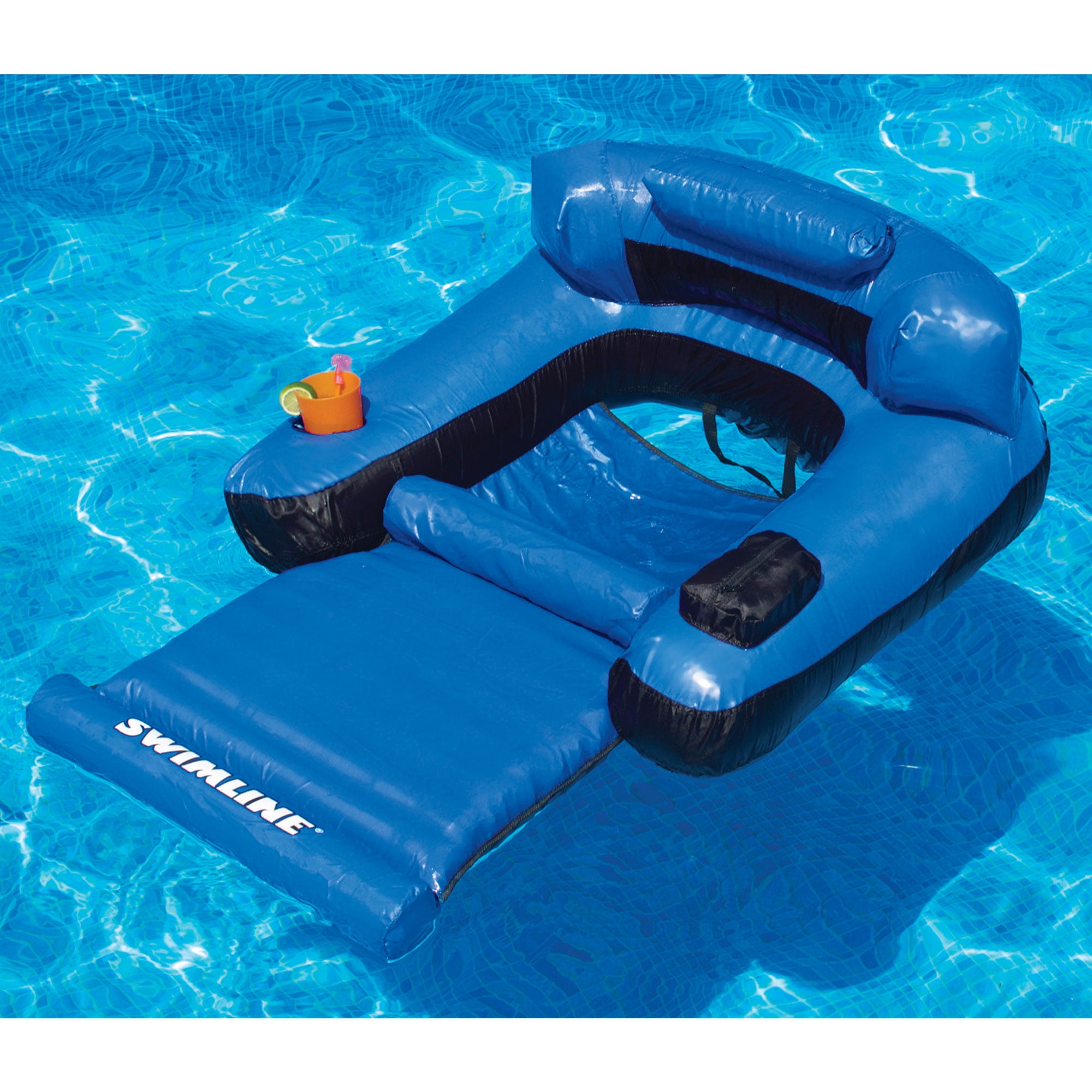 Swimline Swimming Pool Inflatable 1 Person Floating Loungers Blue 2 Pack
