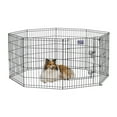 thumbnail image 2 of MidWest Home for Pets Metal Exercise Dog Playpen Without Door, 8 Panels, 4 Ground Stakes, Foldable and Portable Pet Playpen, 30 Inch High, Black, 2 of 10