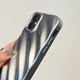 thumbnail image 3 of Cute Curly Wave Case for iPhone 12 6.1 inches, Water Ripple Pattern Phone Case Slim Shockproof Satin Glossy Cover for Girls Boys Silicone 3D Non-Slip Case -Silver, 3 of 11
