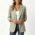 thumbnail image 4 of Women's Lightweight Blazer Open Front Textured Blazer Jacket Long Sleeve Work office Suit Coat with Pocket Fall Casual Outerwear Beige, 4 of 6