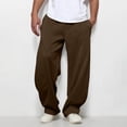 thumbnail image 2 of Dresfit Cotton Sweatpants Mens Open Bottom Elastic Waist Wide Leg Joggers Drawstring Solid Color Loose Fit Pants Straight Pull on Yoga Sweat Pants Coffee S, 2 of 7