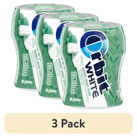 (3 pack) Orbit White Sweet Mint Sugar Free Chewing Gum - 40 Pieces Bottle